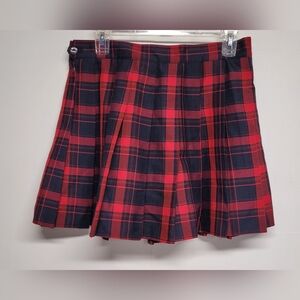 Sangtree 8-10 Red Blue Plaid Pleated Mini Skort Partial Elastic Waist New